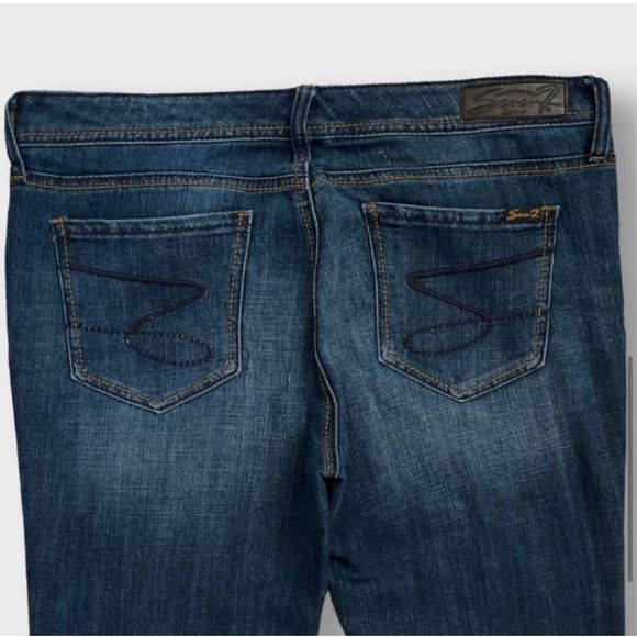 Seven7 Vintage Flare Blue Jeans 9.5 Rise Sz 32 Tall  14 Tall - Picture 7 of 11